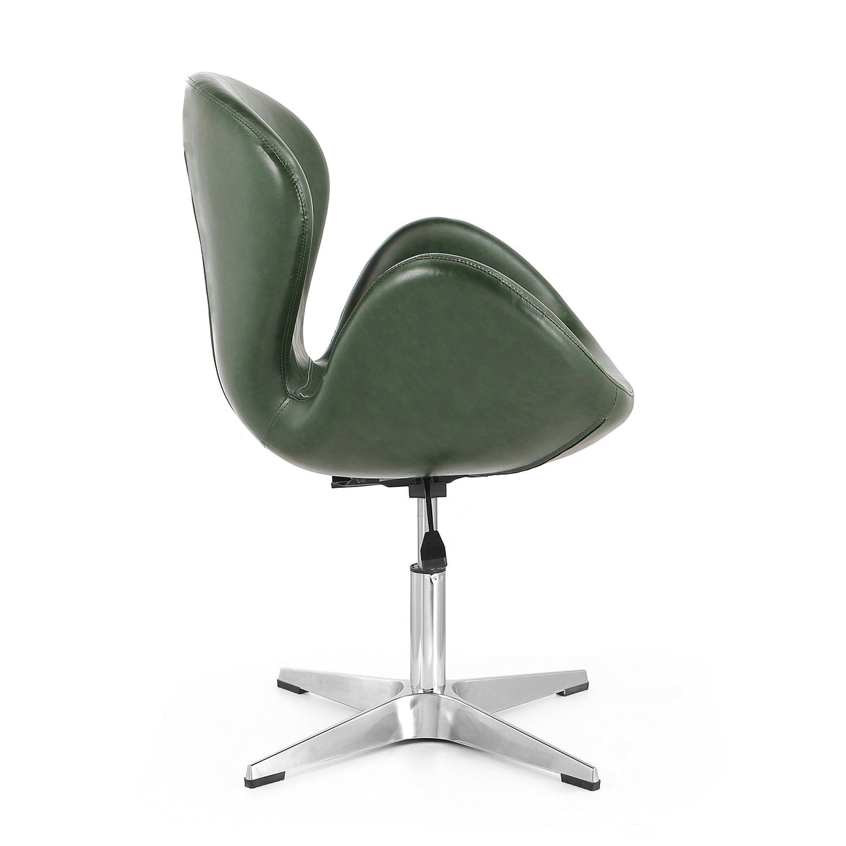 Raspberry Faux Leather Adjustable Swivel Chair in Forest Green and Polished Chrome (set of 2) by Manhattan Comfort at Eve Furniture