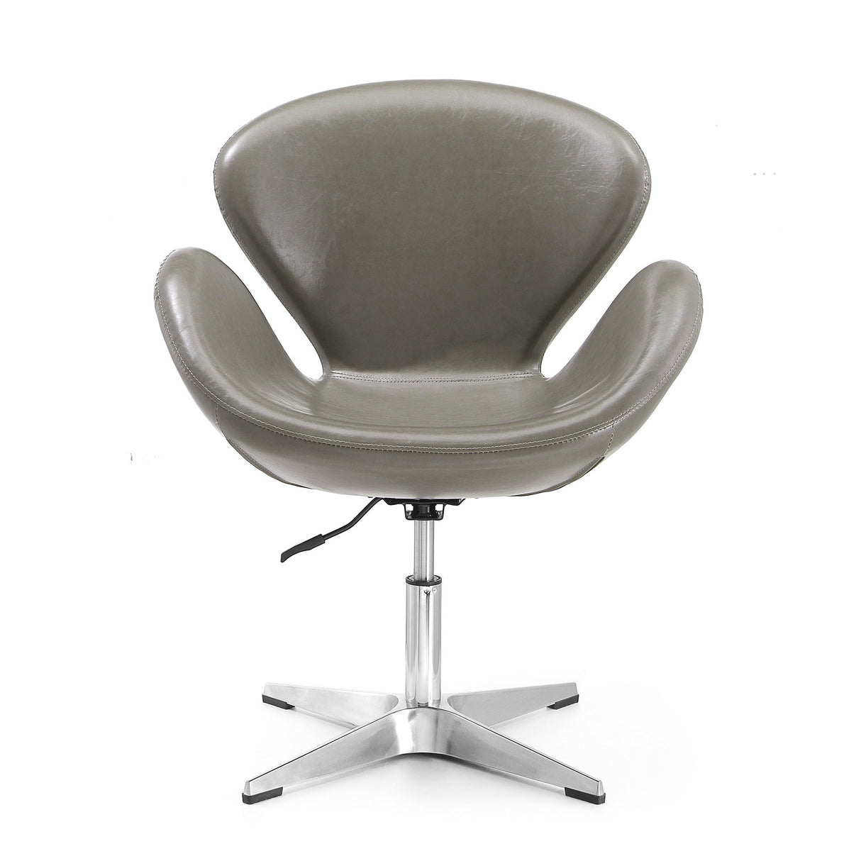 Raspberry Faux Leather Adjustable Swivel Chair in Pebble and Polished Chrome by Manhattan Comfort at Eve Furniture