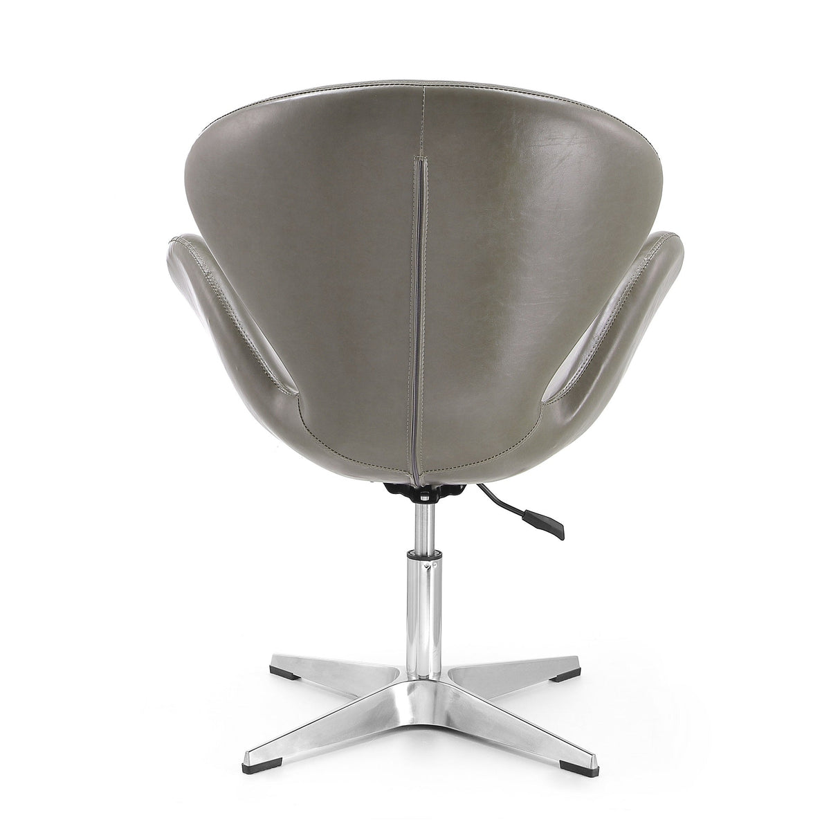 Raspberry Faux Leather Adjustable Swivel Chair in Pebble and Polished Chrome by Manhattan Comfort at Eve Furniture