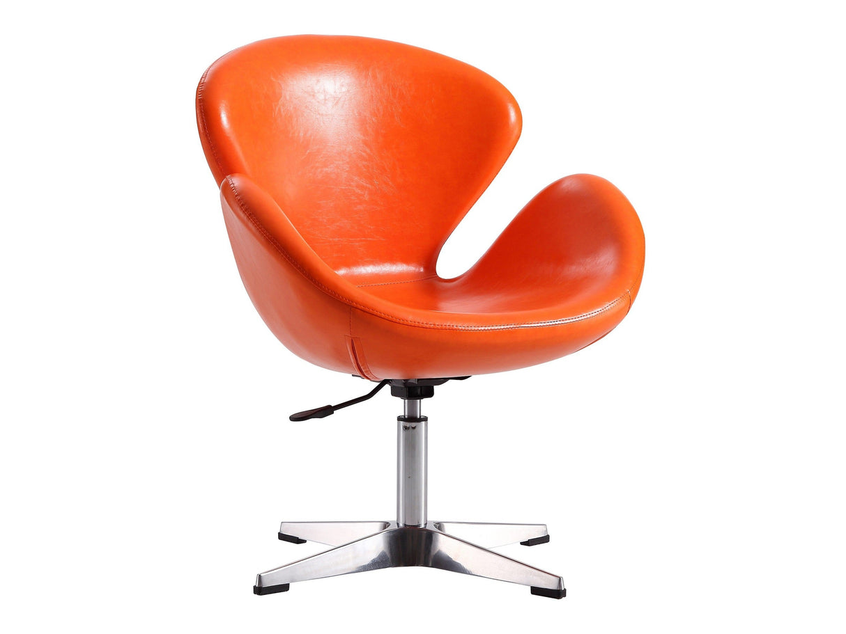 Raspberry Faux Leather Adjustable Swivel Chair in Tangerine and Polished Chrome by Manhattan Comfort at Eve Furniture
