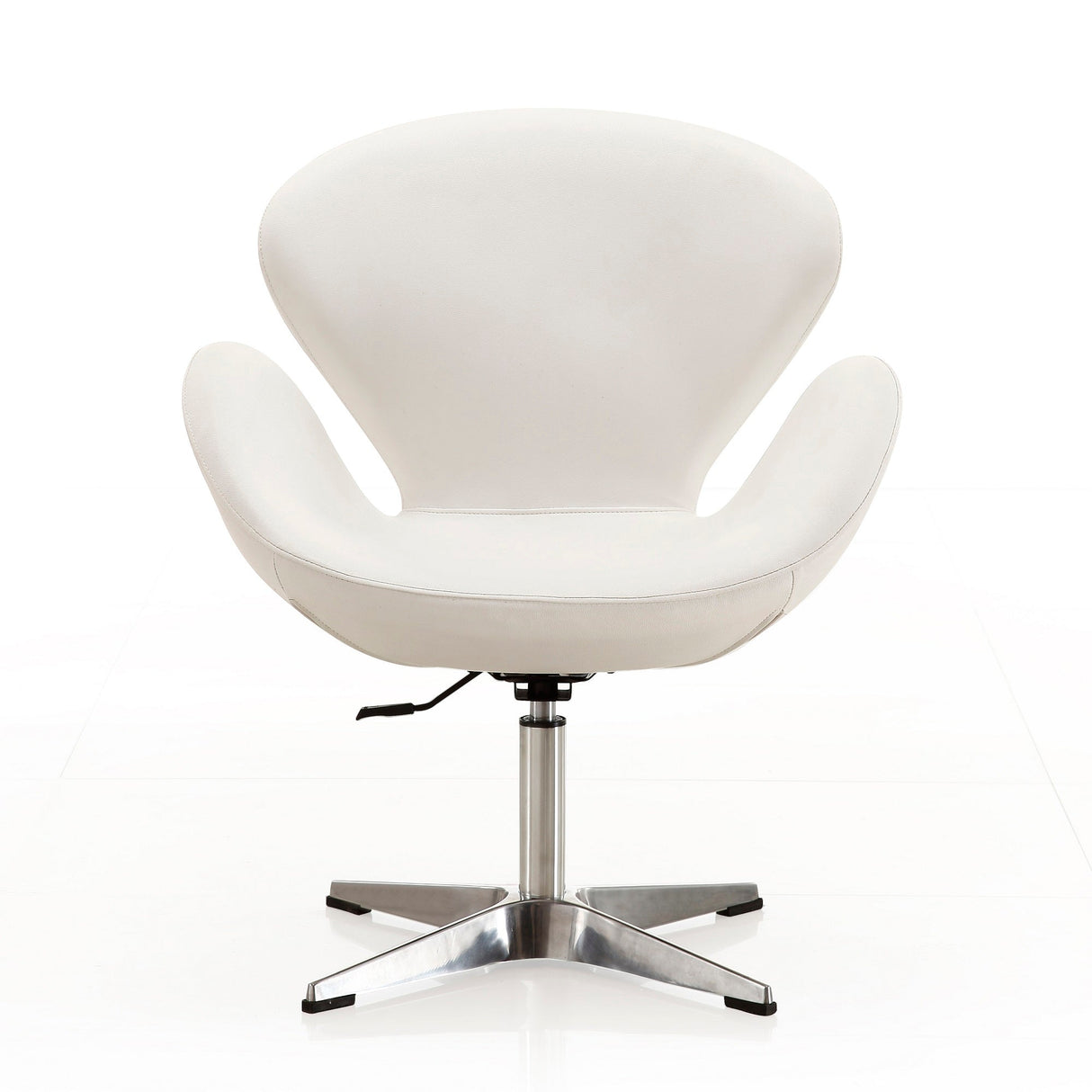 Raspberry Faux Leather Adjustable Swivel Chair in White and Polished Chrome by Manhattan Comfort at Eve Furniture