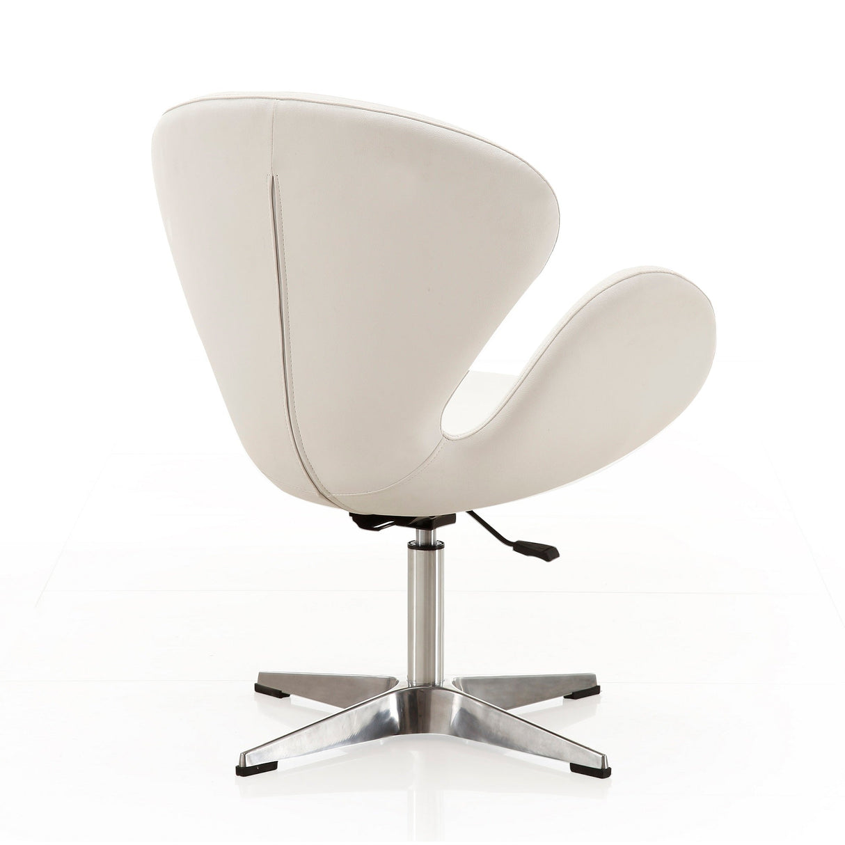Raspberry Faux Leather Adjustable Swivel Chair in White and Polished Chrome by Manhattan Comfort at Eve Furniture