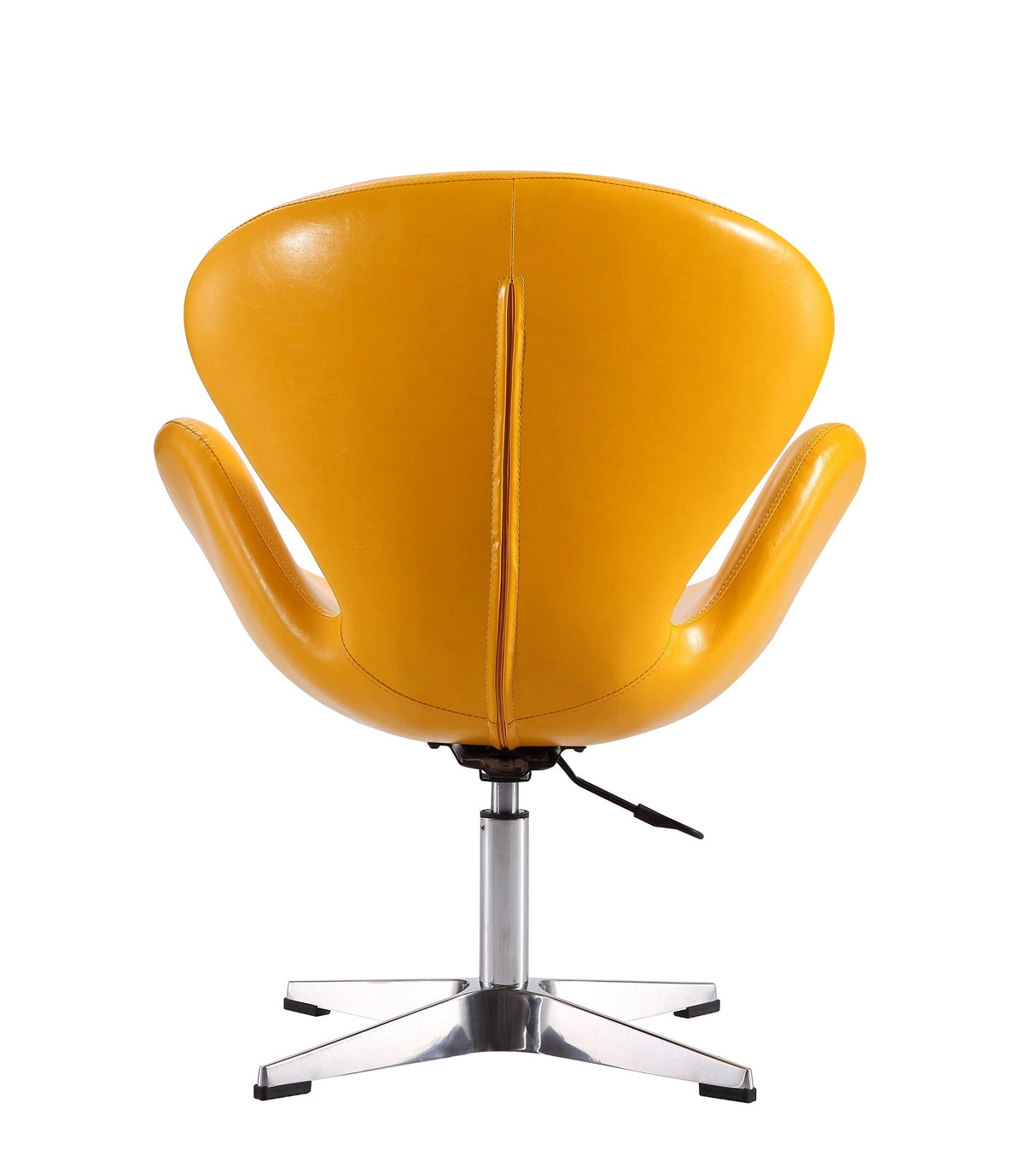Raspberry Faux Leather Adjustable Swivel Chair in Yellow and Polished Chrome (set of 2) by Manhattan Comfort at Eve Furniture