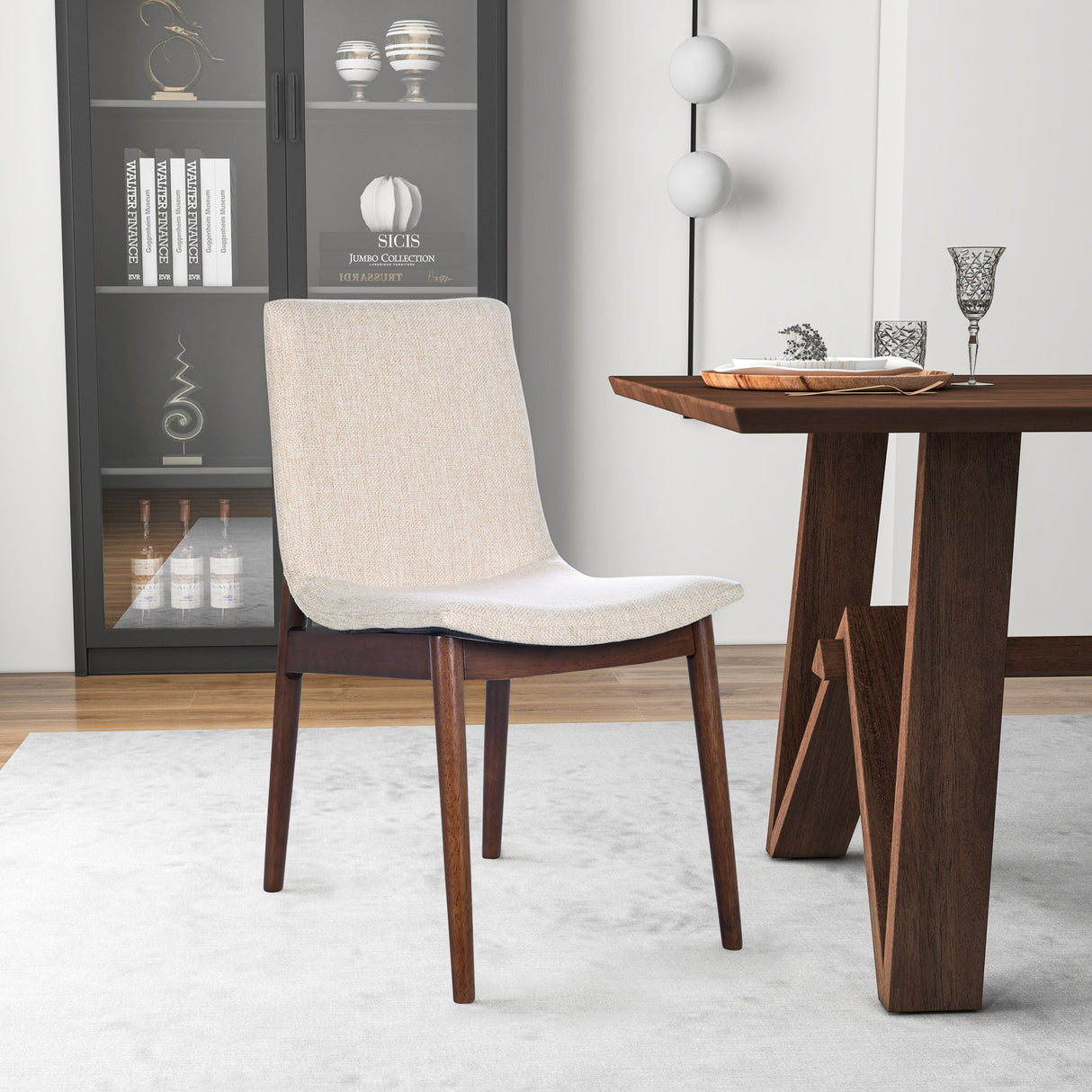 Ravel Beige Fabric Dining Chair Set of 2 by Ashcroft Imports at Eve Furniture