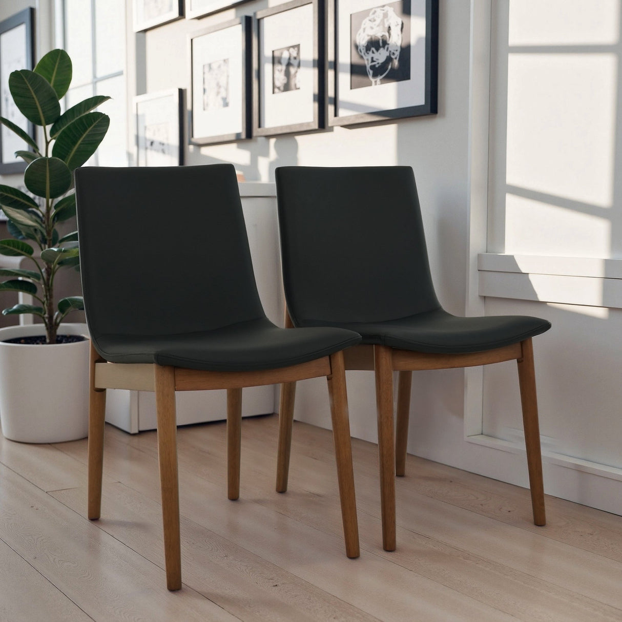 Ravel Easy-Clean Vegan Leather Mid-Century Modern Dining Chairs (Set of 2) by Ashcroft Imports at Eve Furniture