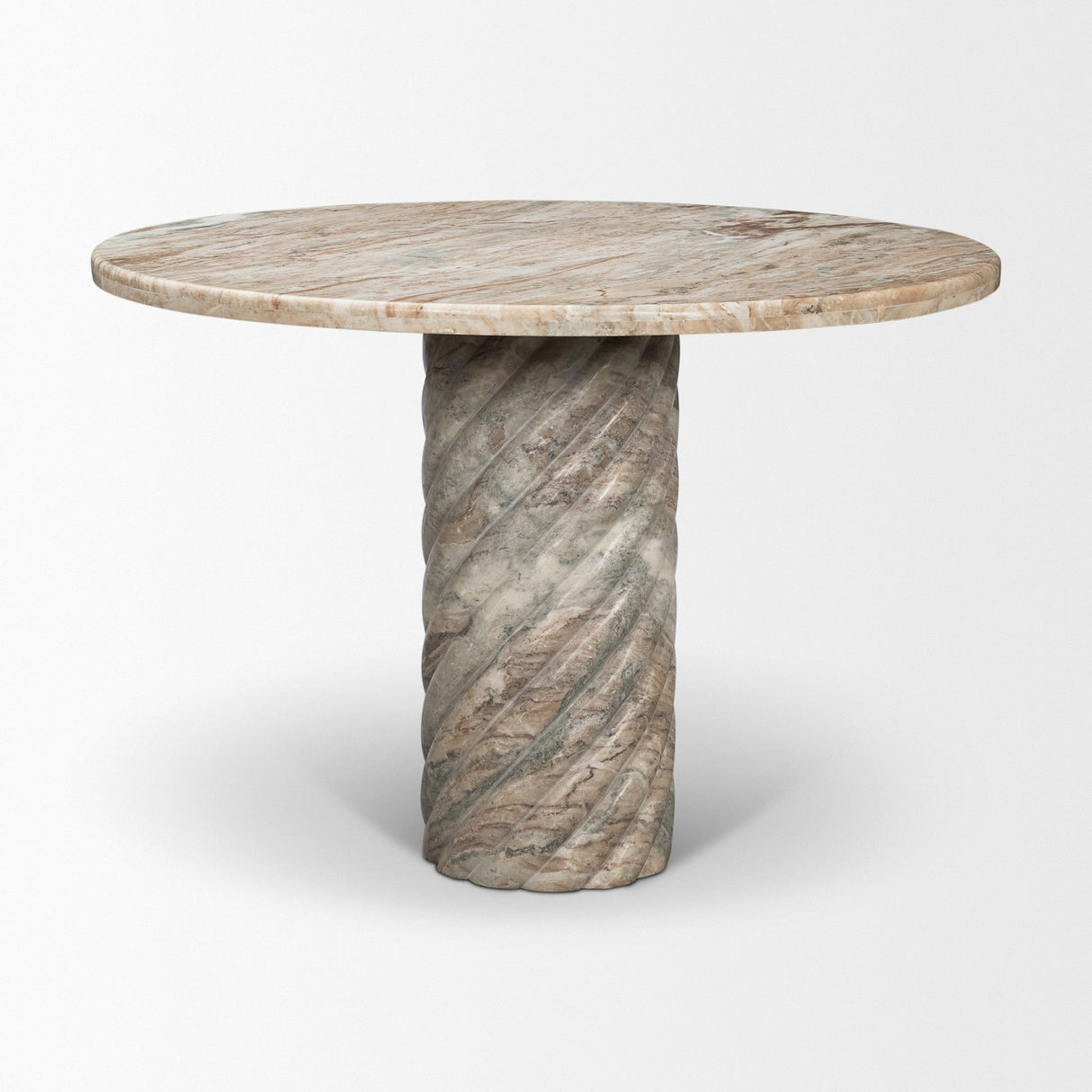Ravello 42" Pink Marble Swirl Pedestal Base Round Dining Table by Mercana at Eve Furniture