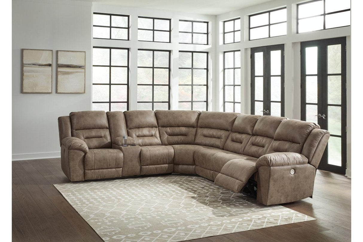 Ravenel Fossil 4-Piece Power Reclining Sectional by Ashley at Eve Furniture