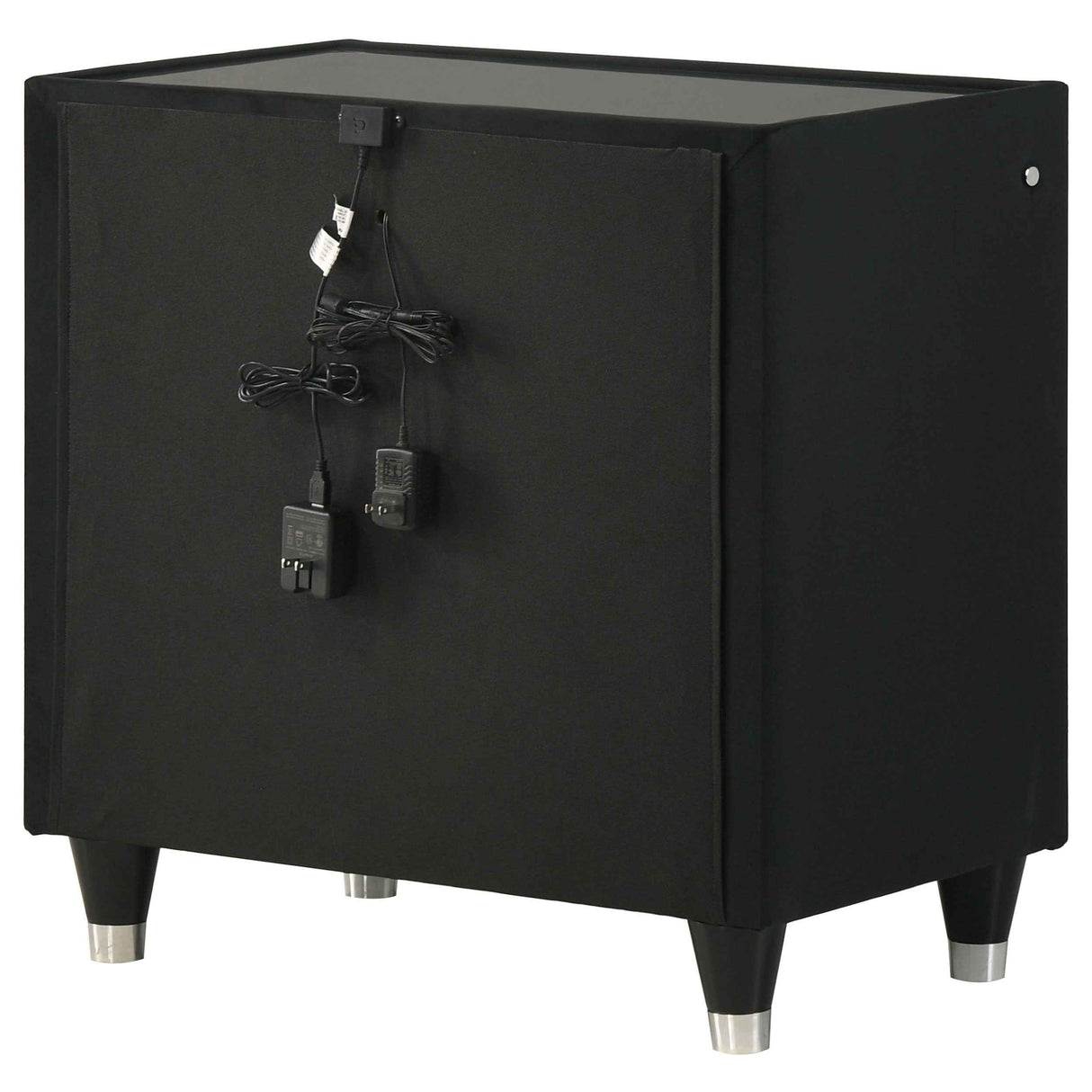 Ravenne Black 2-drawer Velvet Upholstered LED Nightstand with USB by Coaster at Eve Furniture