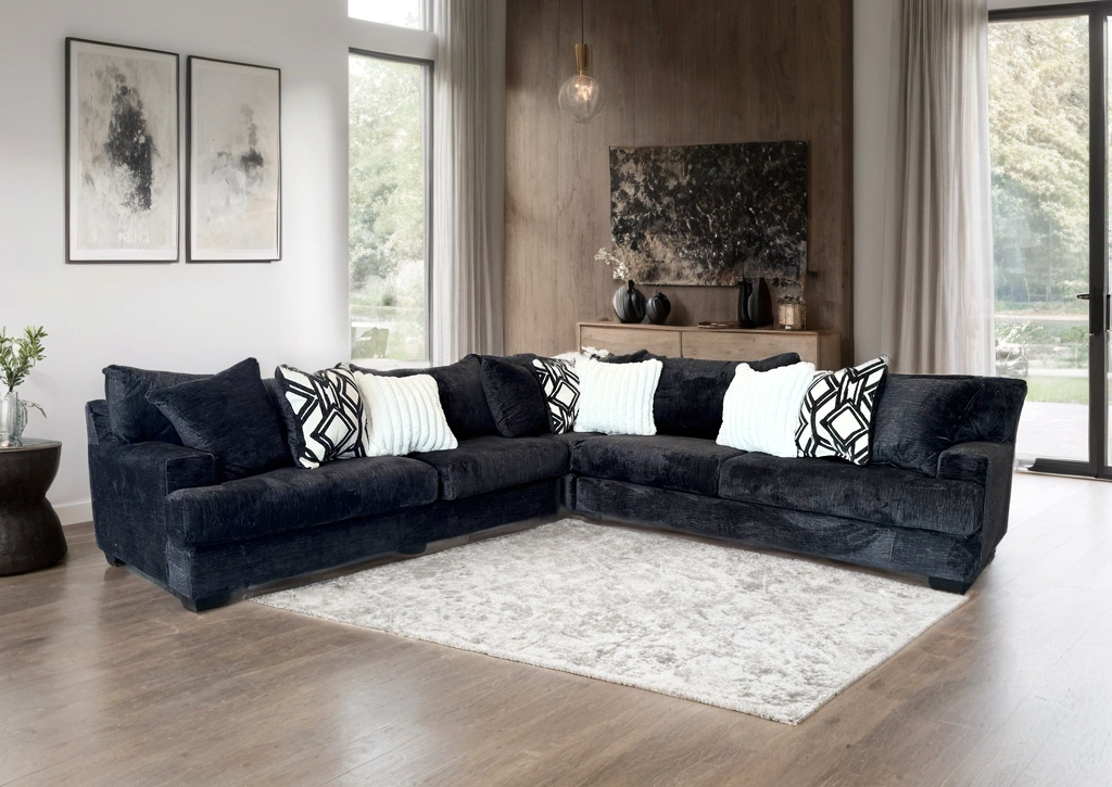 Rawcliffe Black Oversized Sectional by Happy Homes at Eve Furniture