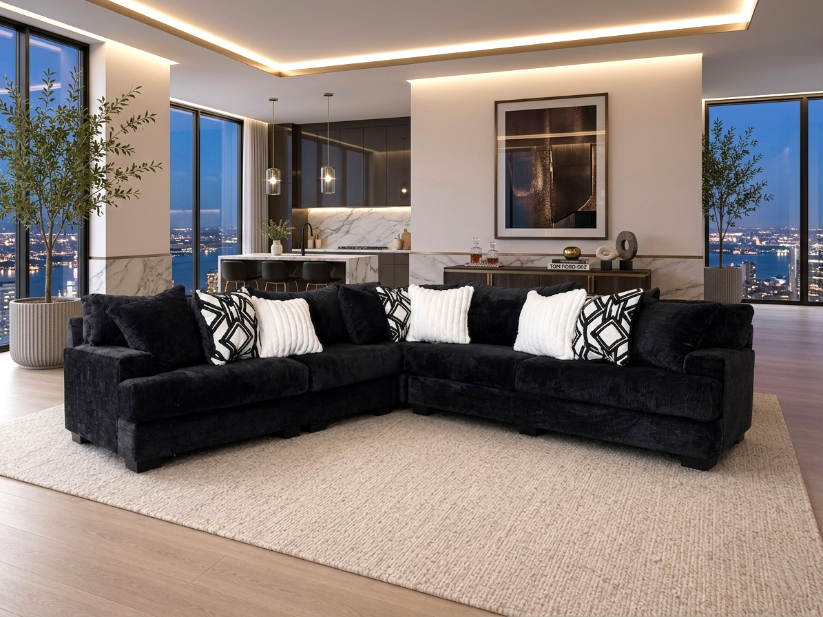Rawcliffe Black Oversized Sectional by Happy Homes at Eve Furniture