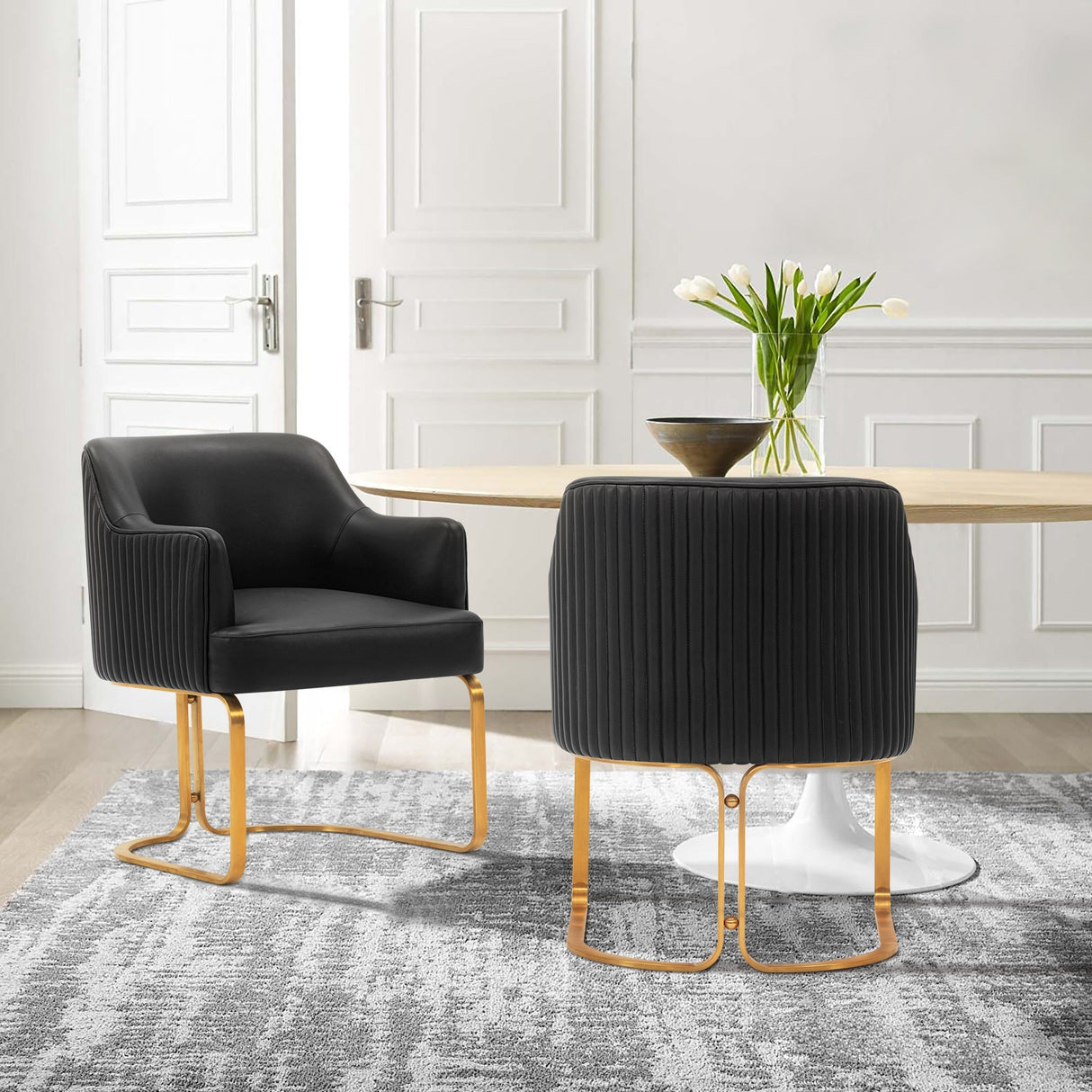 Raya Dining Armchair in Black (set of 2) by Manhattan Comfort at Eve Furniture