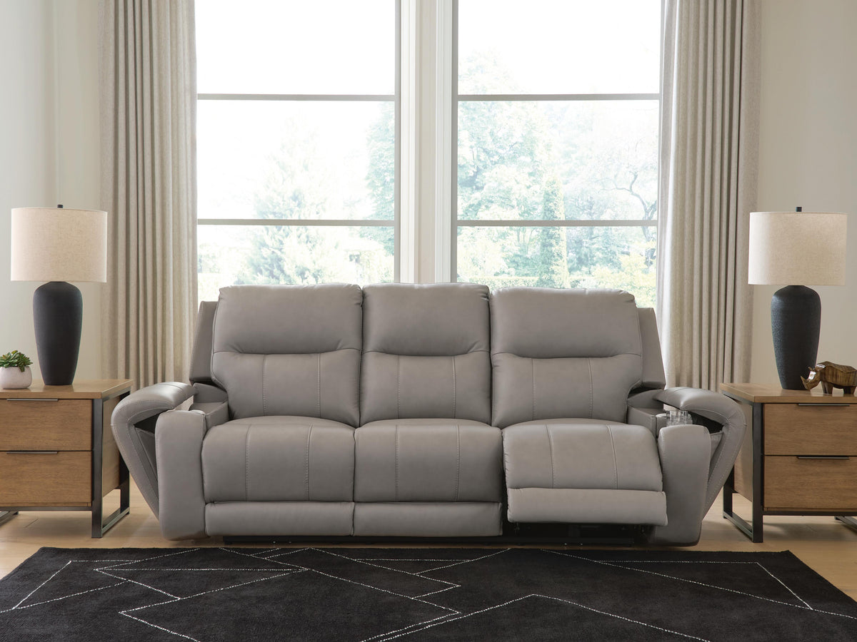 Real Moments Ash Power Reclining Sofa with Audio Seating by Ashley at Eve Furniture