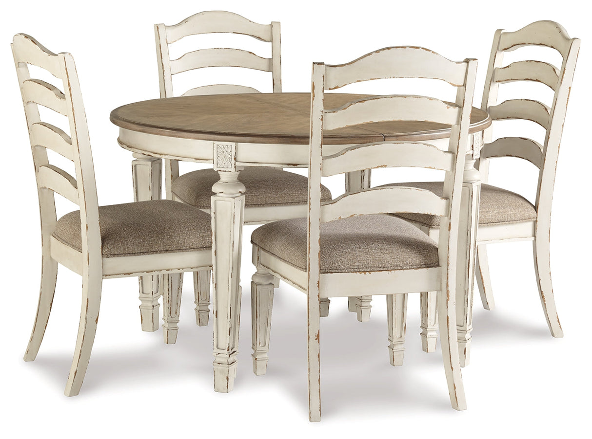 Realyn Chipped White 5-Piece Oval/Round Dining Table Set by Ashley at Eve Furniture