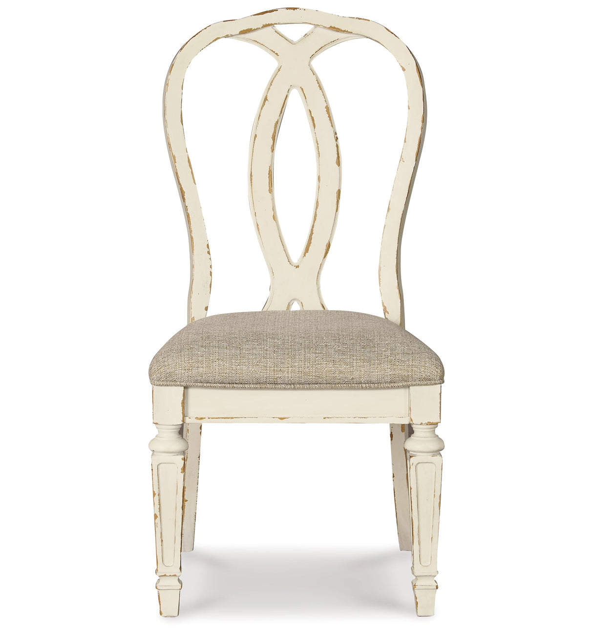Realyn Chipped White Dining Table and 8 Ribbon Back Chairs by Ashley at Eve Furniture