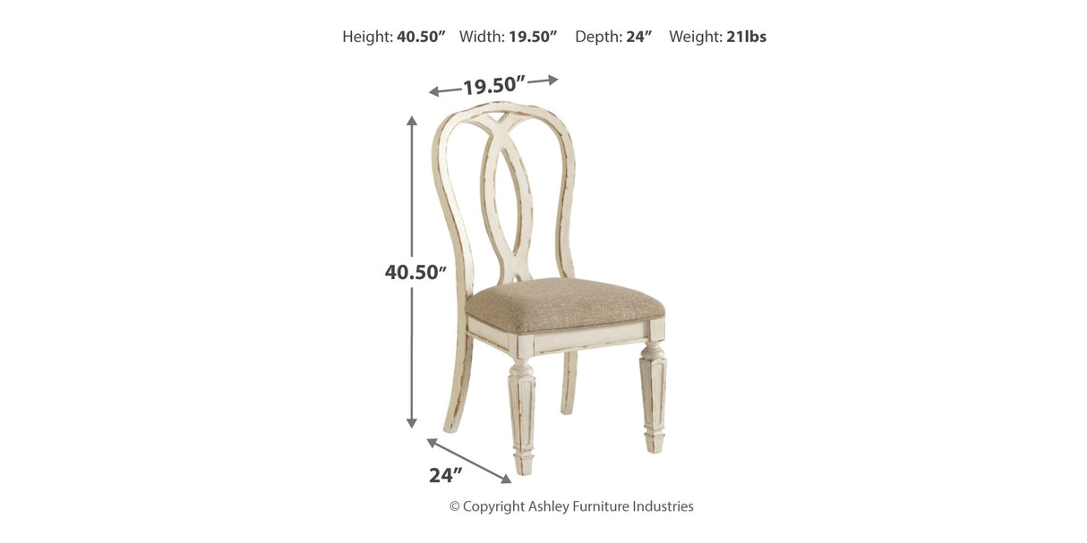 Realyn Chipped White Dining Table and 8 Ribbon Back Chairs by Ashley at Eve Furniture