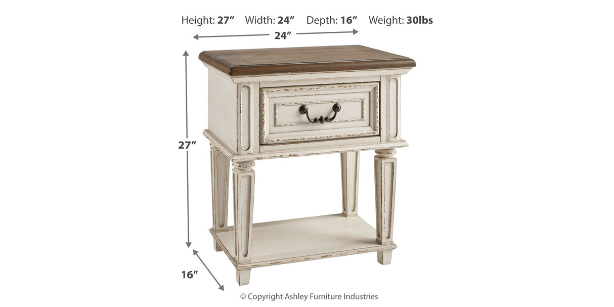Realyn Chipped White Nightstand by Ashley at Eve Furniture