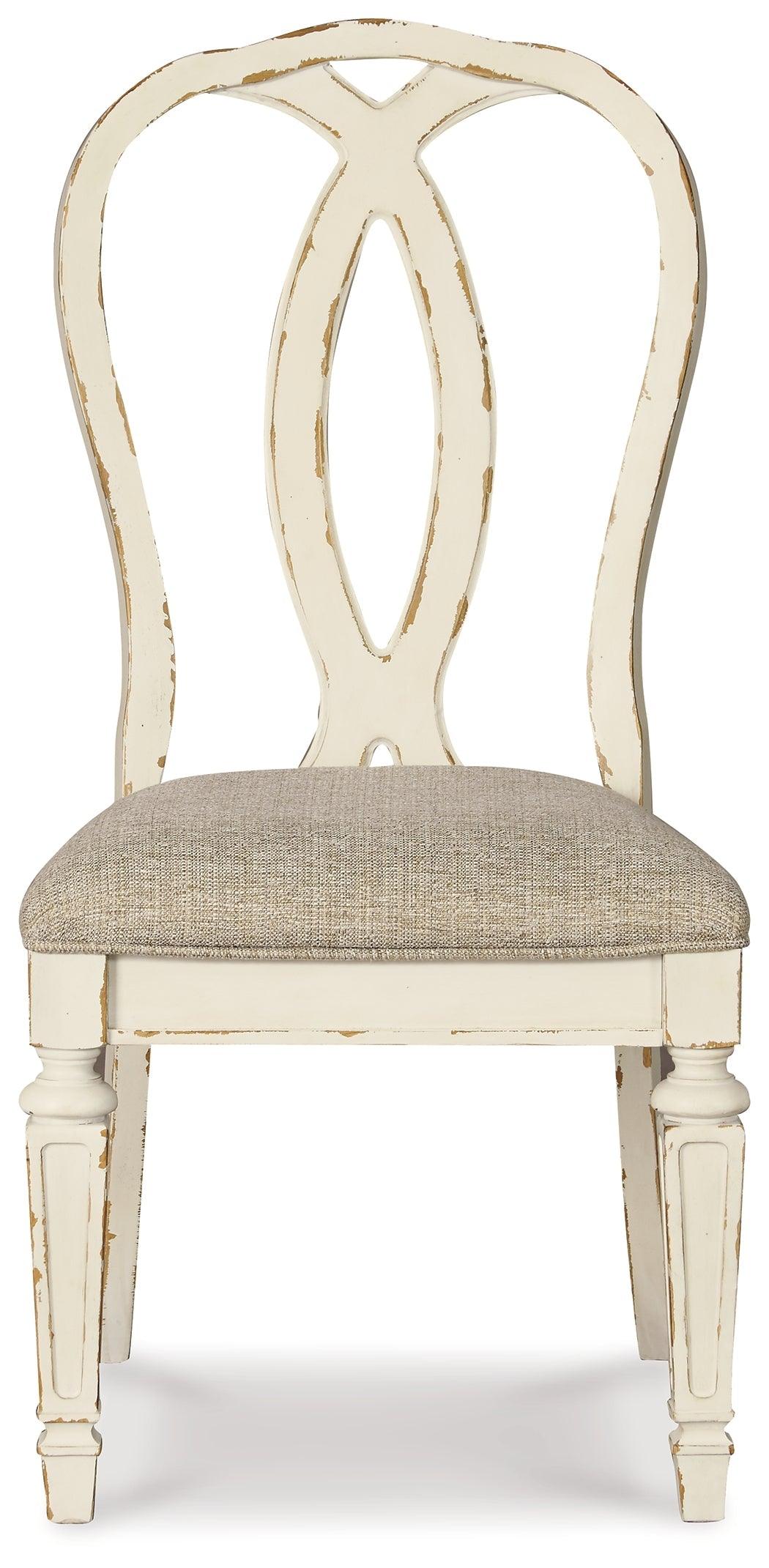 Realyn Chipped White Oval Dining Table and 6 Chairs with Server by Ashley at Eve Furniture