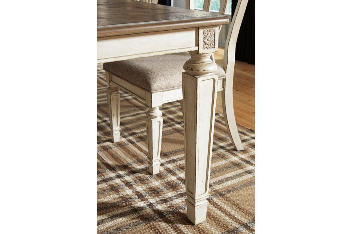 Realyn Chipped White Rectangular Dining Extension Table by Ashley at Eve Furniture
