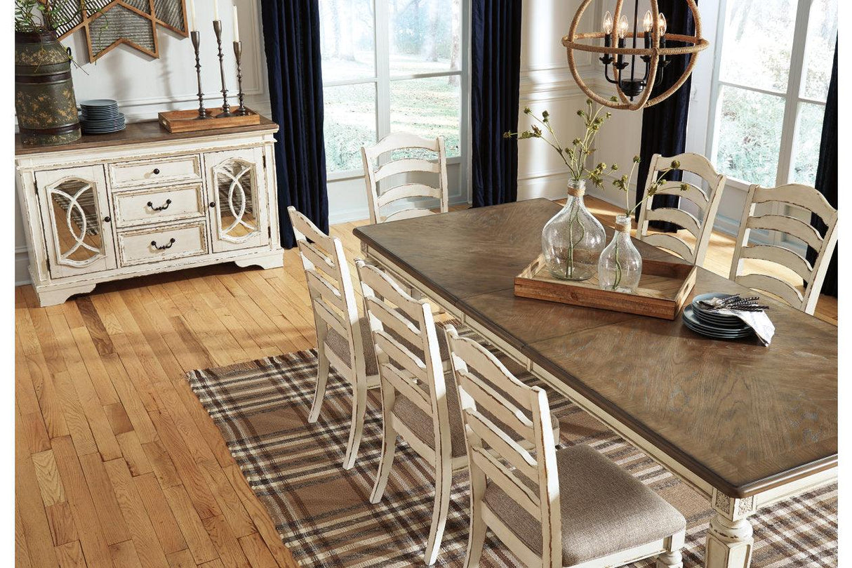 Realyn Chipped White Rectangular Dining Extension Table by Ashley at Eve Furniture