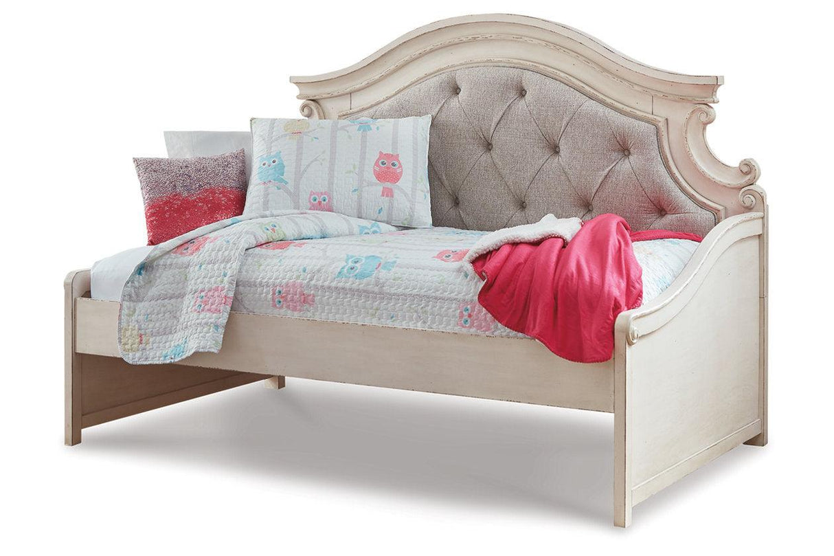 Realyn Chipped White Twin Daybed with 1 Large Storage Drawer by Ashley at Eve Furniture