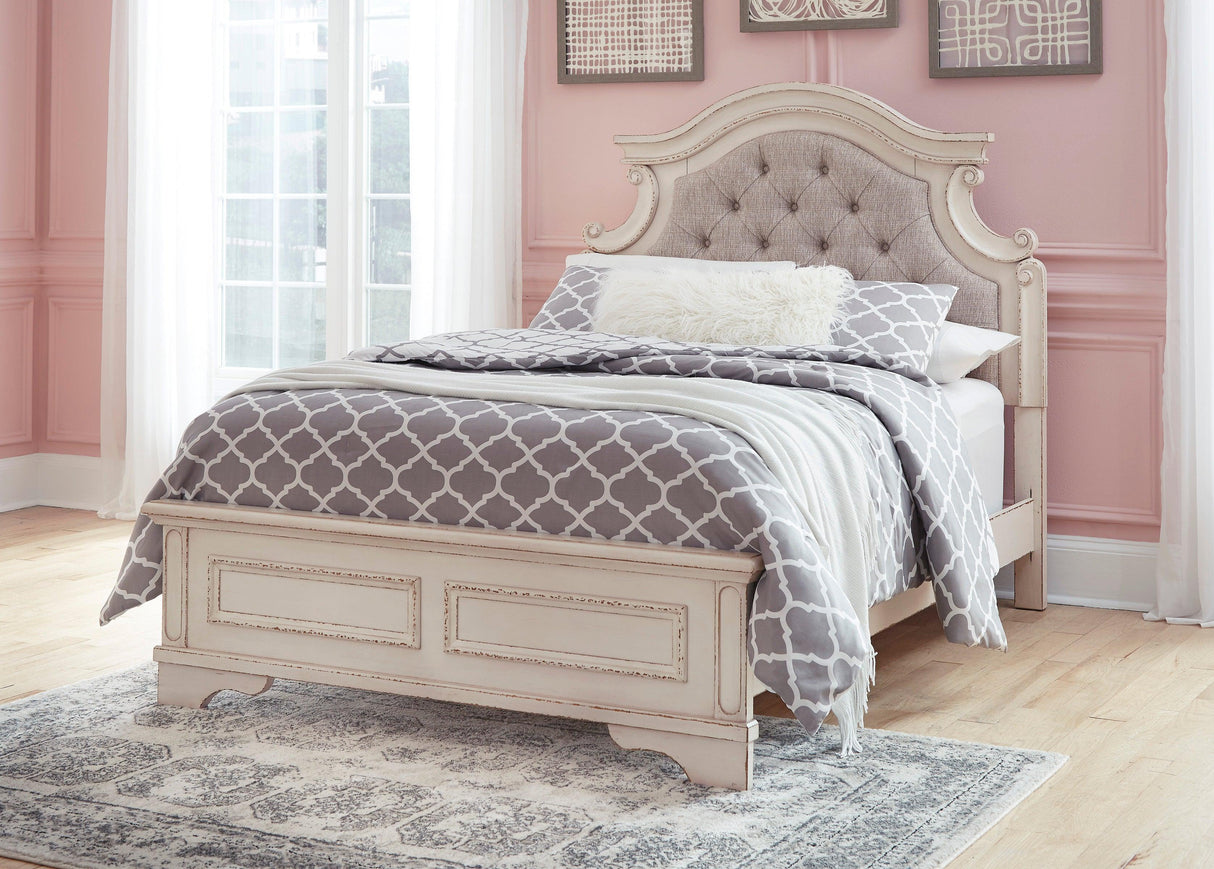 Realyn Chipped White Upholstered Panel Youth Bedroom Set by Ashley at Eve Furniture