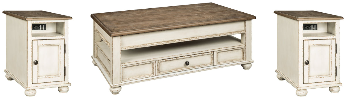 Realyn Coffee Table with 2 End Tables in White/Brown by Ashley at Eve Furniture