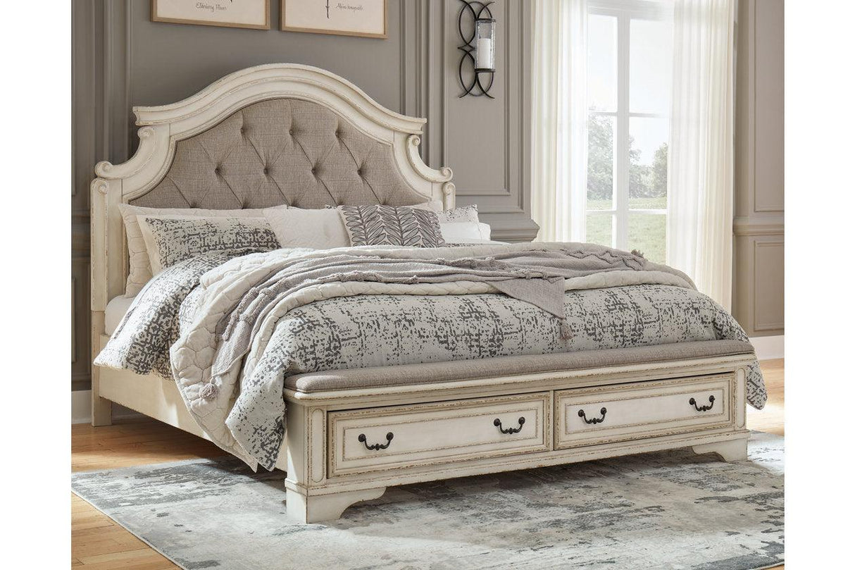 Realyn Two-tone Queen Upholstered Storage Platform Bed by Ashley at Eve Furniture
