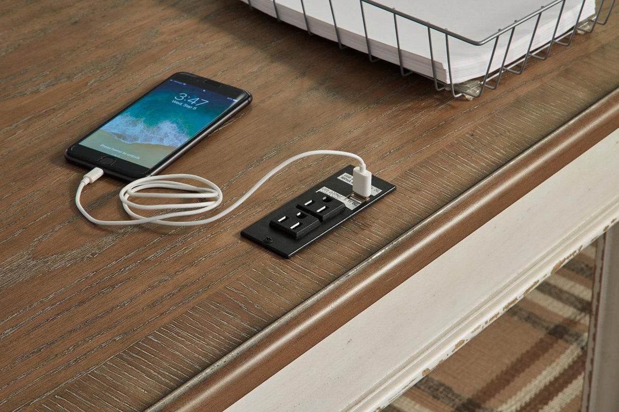 Realyn White/Brown 2-Piece Home Office Desk by Ashley at Eve Furniture