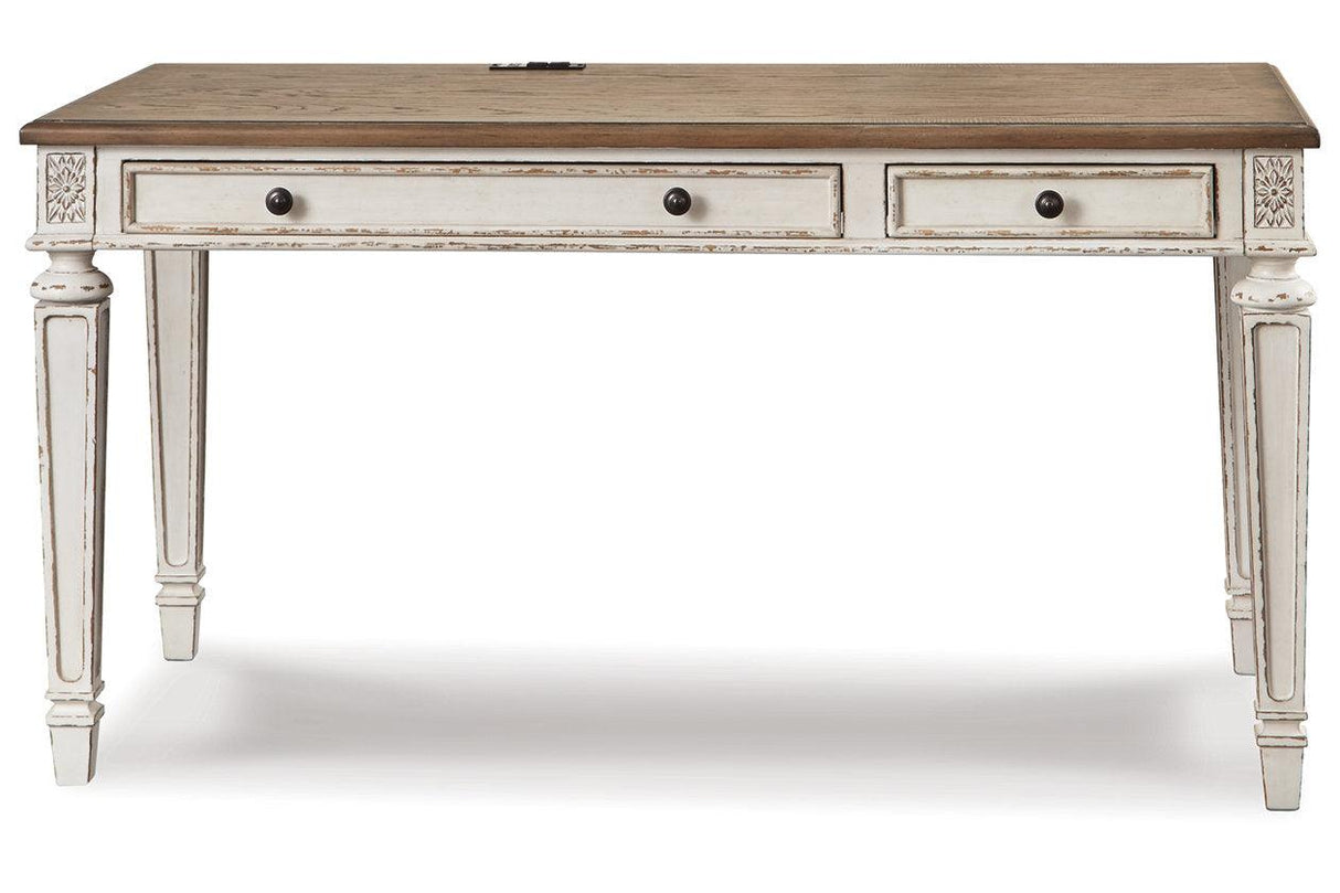 Realyn White/Brown 60" Home Office Desk by Ashley at Eve Furniture