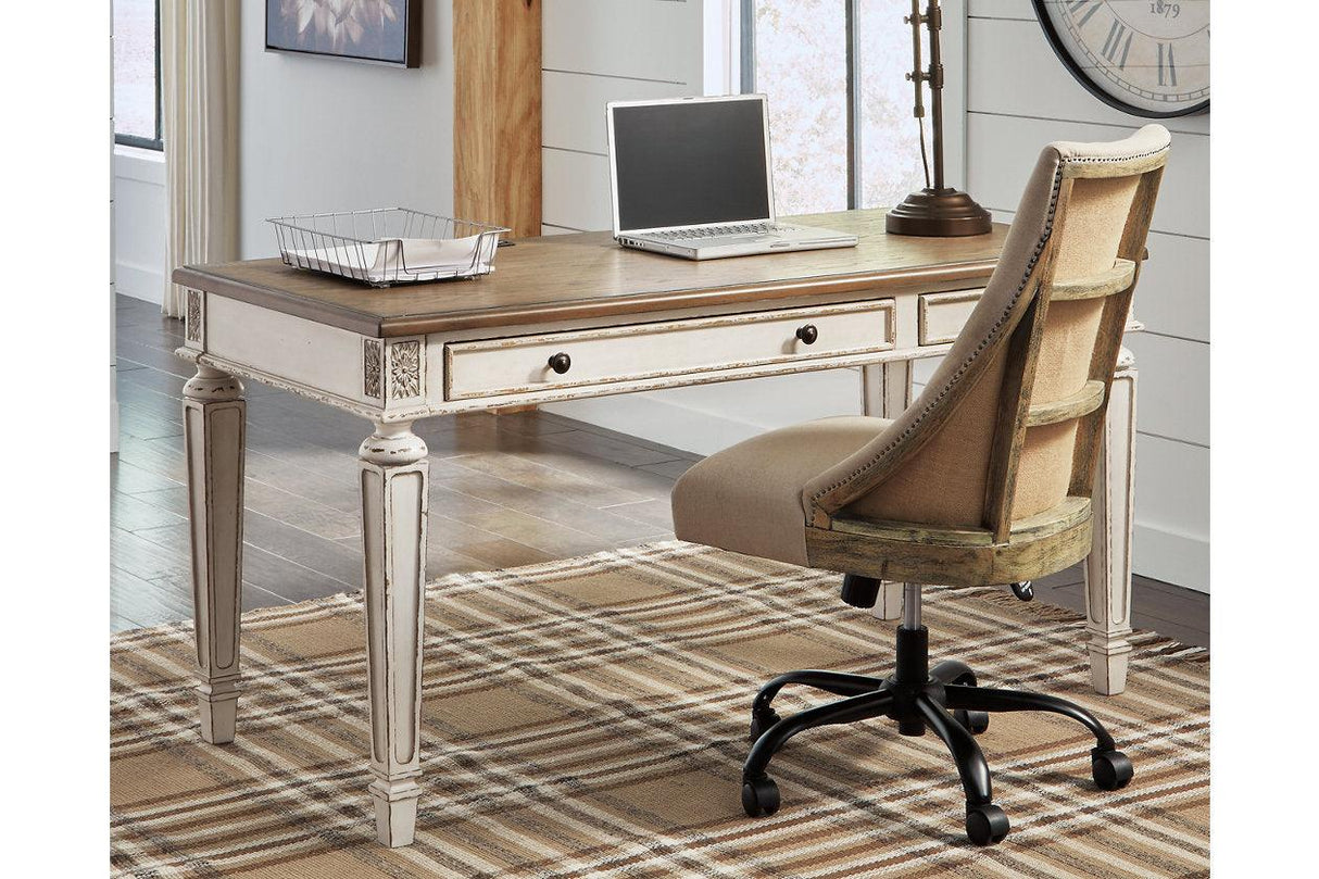 Realyn White/Brown 60" Home Office Desk by Ashley at Eve Furniture