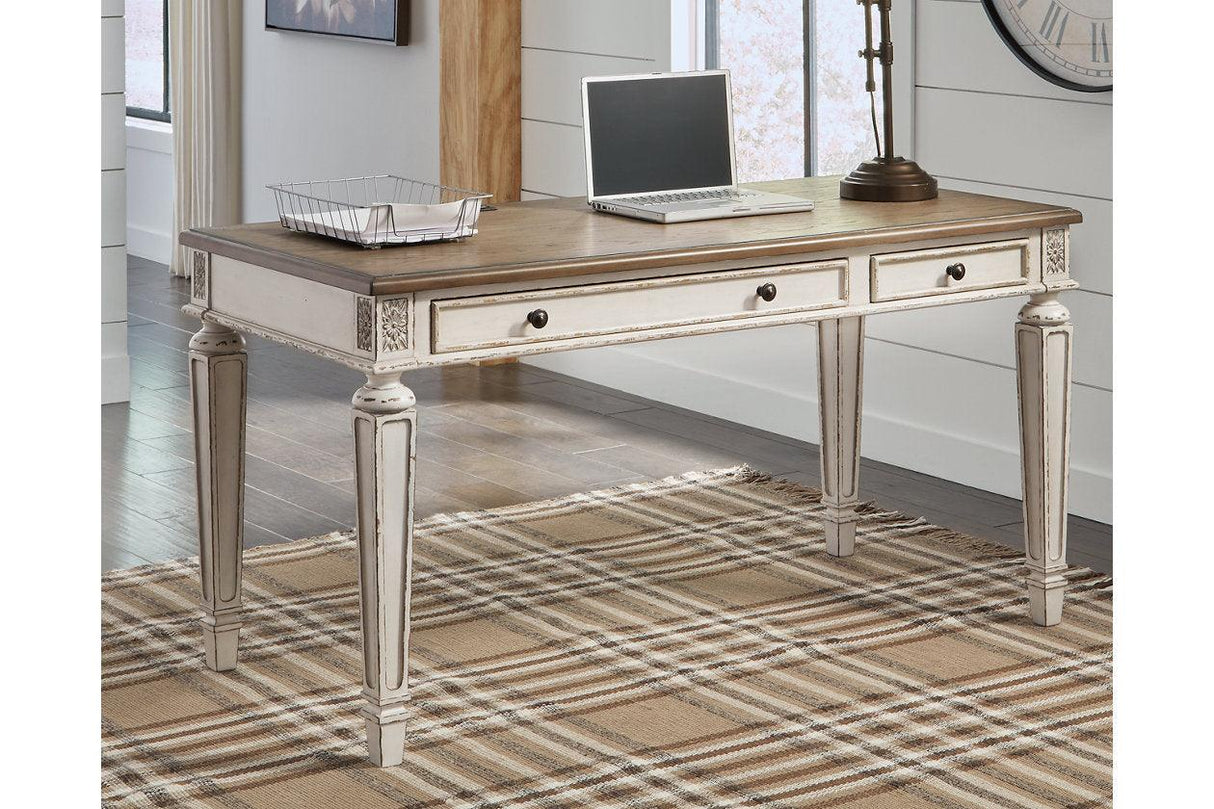 Realyn White/Brown 60" Home Office Desk by Ashley at Eve Furniture