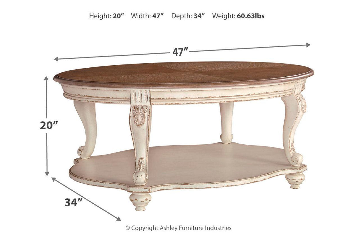 Realyn White/Brown Coffee Table by Ashley at Eve Furniture