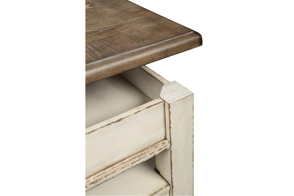 Realyn White/Brown Coffee Table with Lift Top by Ashley at Eve Furniture