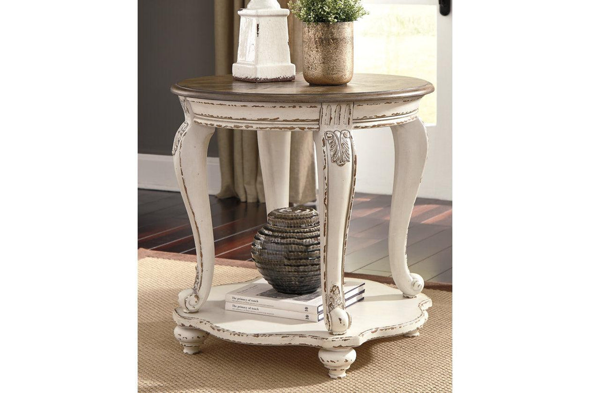 Realyn White/Brown End Table by Ashley at Eve Furniture