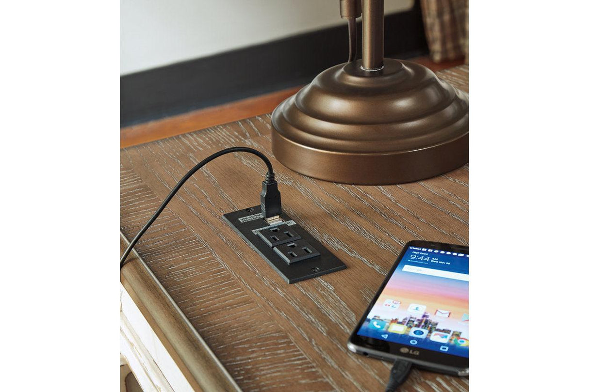 Realyn White/Brown Home Office Lift Top Desk by Ashley at Eve Furniture