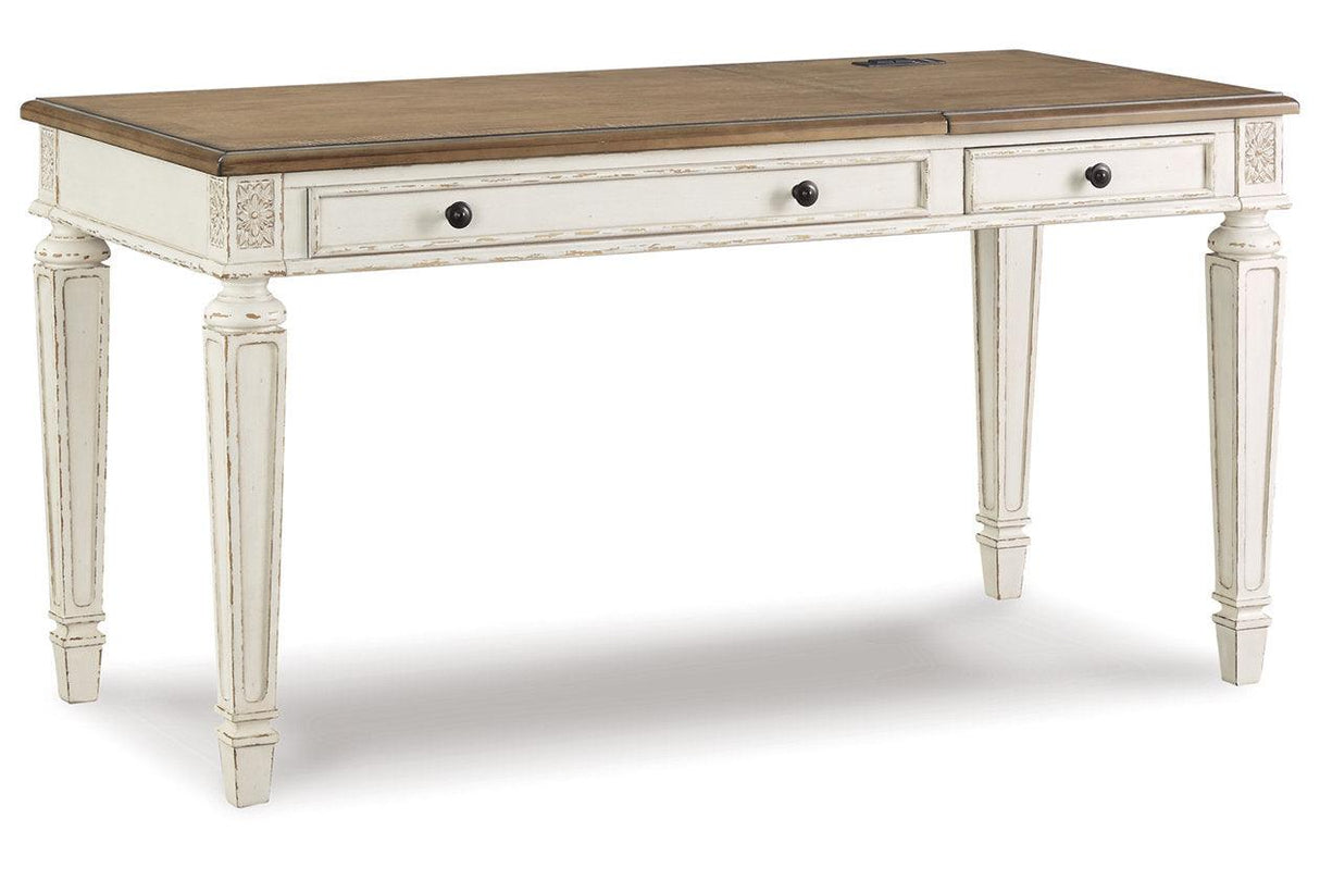 Realyn White/Brown Home Office Lift Top Desk by Ashley at Eve Furniture