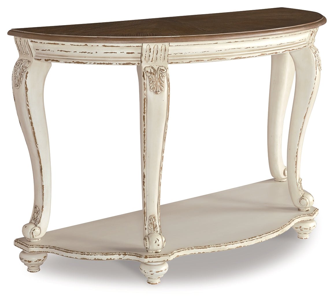 Realyn White/Brown Sofa Table by ASHLEY FURNITURE at Eve Furniture