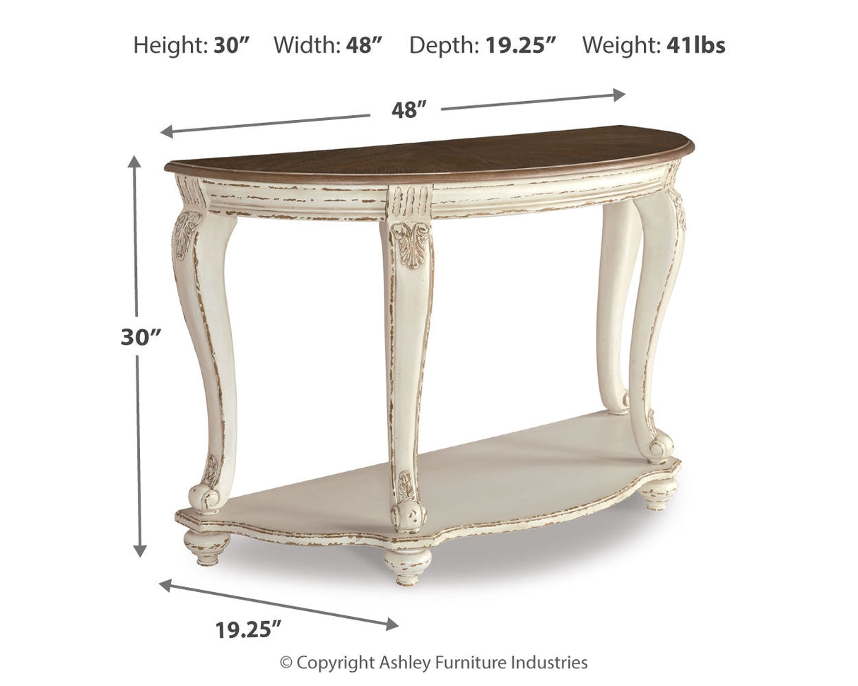 Realyn White/Brown Sofa Table by ASHLEY FURNITURE at Eve Furniture