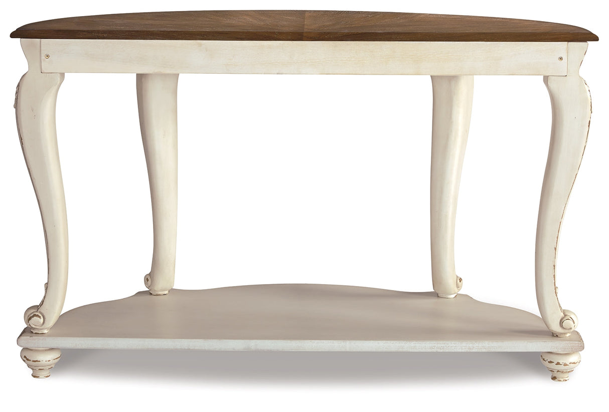 Realyn White/Brown Sofa Table by ASHLEY FURNITURE at Eve Furniture
