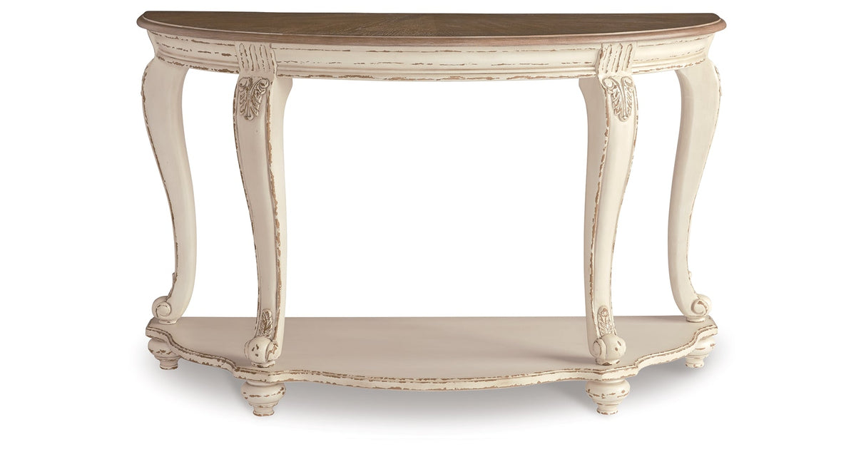 Realyn White/Brown Sofa Table by ASHLEY FURNITURE at Eve Furniture