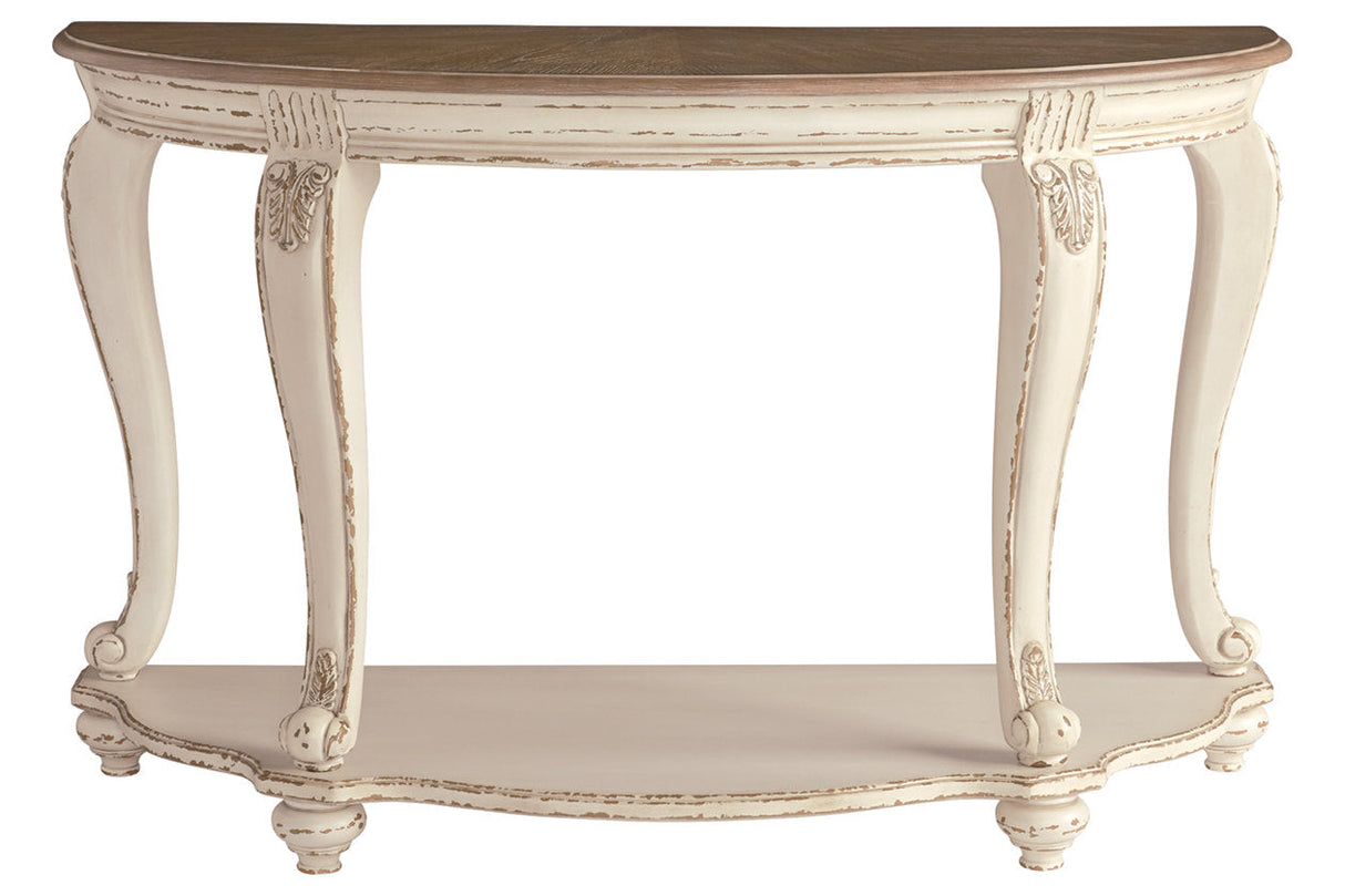 Realyn White/Brown Sofa Table by ASHLEY FURNITURE at Eve Furniture