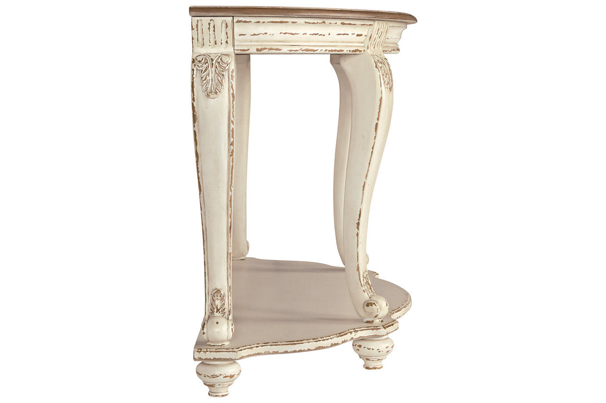 Realyn White/Brown Sofa Table by ASHLEY FURNITURE at Eve Furniture
