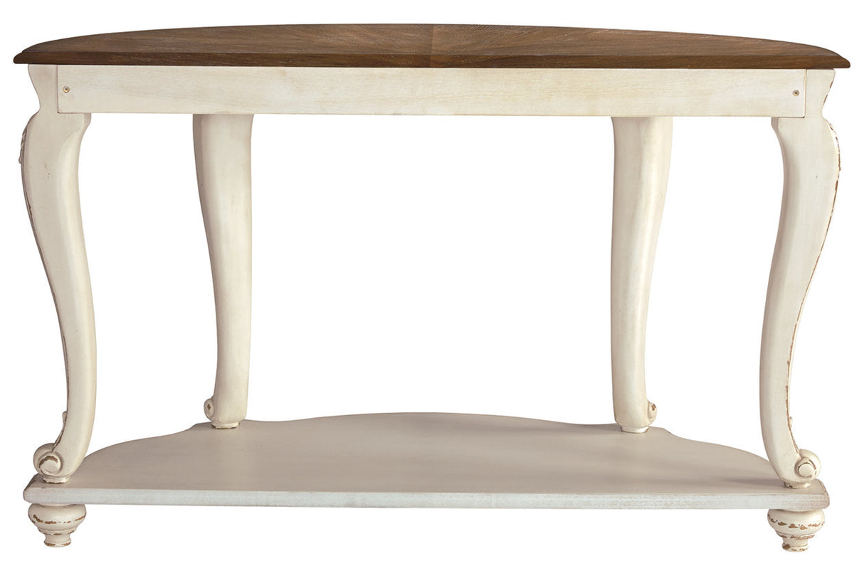 Realyn White/Brown Sofa Table by ASHLEY FURNITURE at Eve Furniture