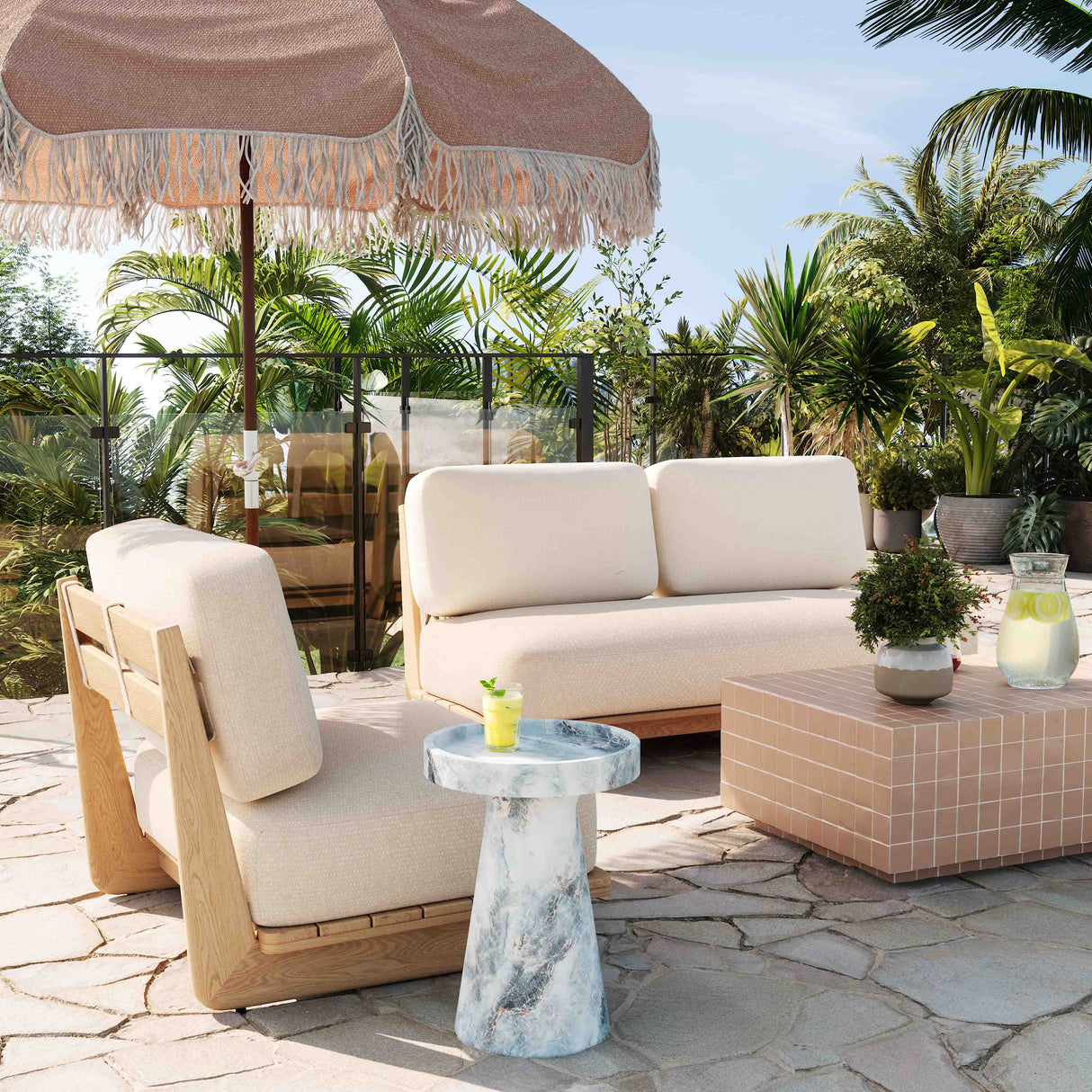 Reavan Cream Outdoor Lounge Chair by TOV Furniture at Eve Furniture