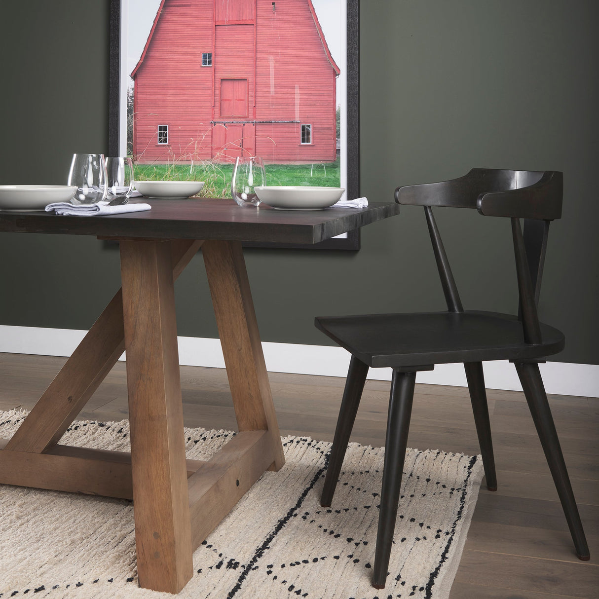 Red Barn I by Mercana Studio a Hand Embellished Textured Framed Photo Art Print Matted under Glass by Mercana at Eve Furniture