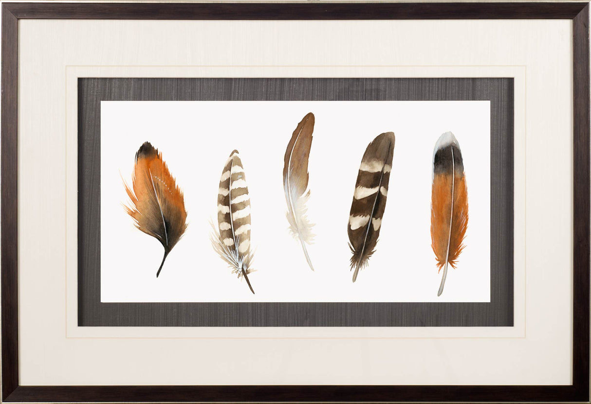 Red Rock Feathers I by Grace Popp a Hand Embellished Textured Framed Art Print Matted under Glass by Mercana at Eve Furniture