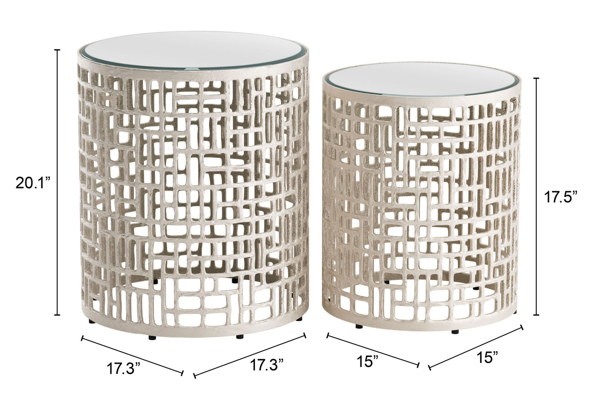 Reden Silver Side Table Set (2-Piece) by Zuomod at Eve Furniture