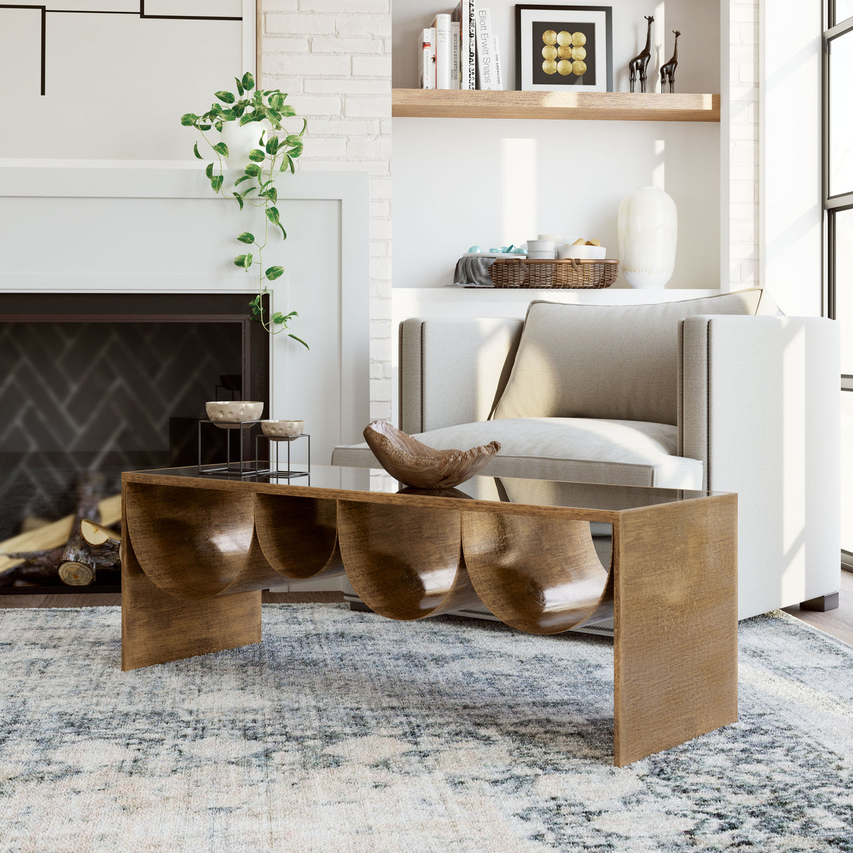 Reed Brass & Black Coffee Table by Zuomod at Eve Furniture