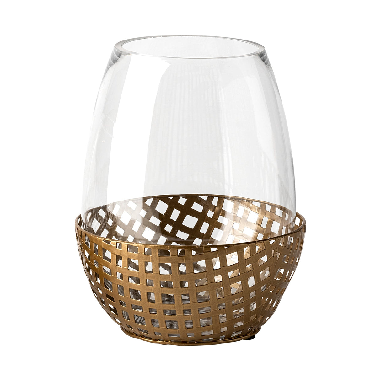 Reena II Large Gold Woven Metal Base Table Candle Holder by Mercana at Eve Furniture