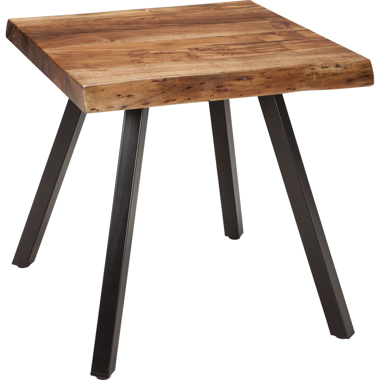 Reese Live Edge Solid Wood Metal Leg End Table in Natural Acacia by Modus Furniture at Eve Furniture